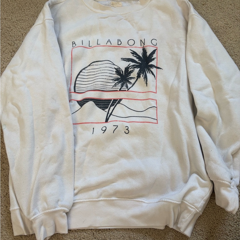 Billabong White Graphic Crewneck Sweater